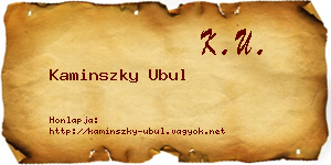 Kaminszky Ubul névjegykártya